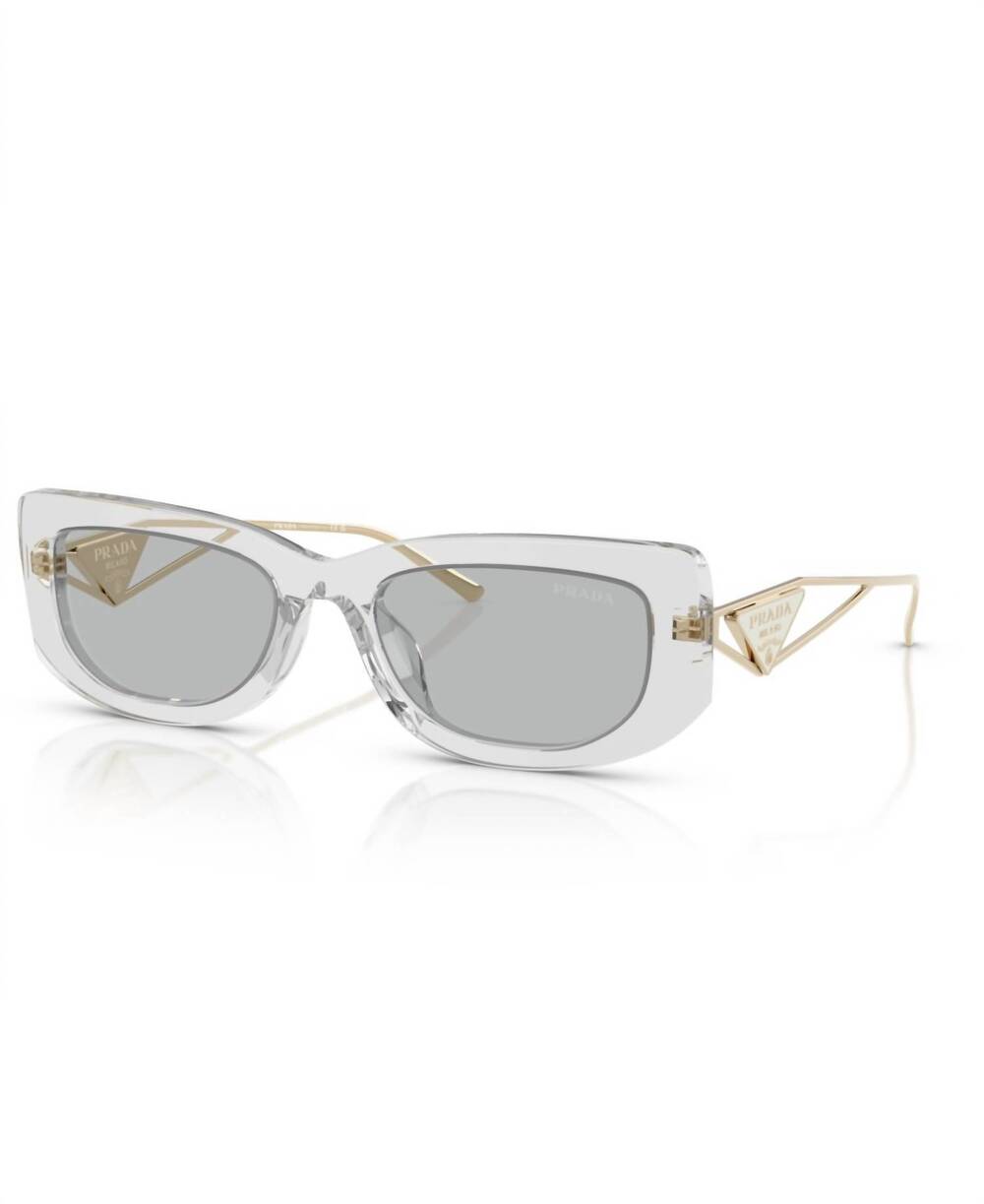 NEW PRADA unisex rectangle-shaped sunglasses in transparent/grey